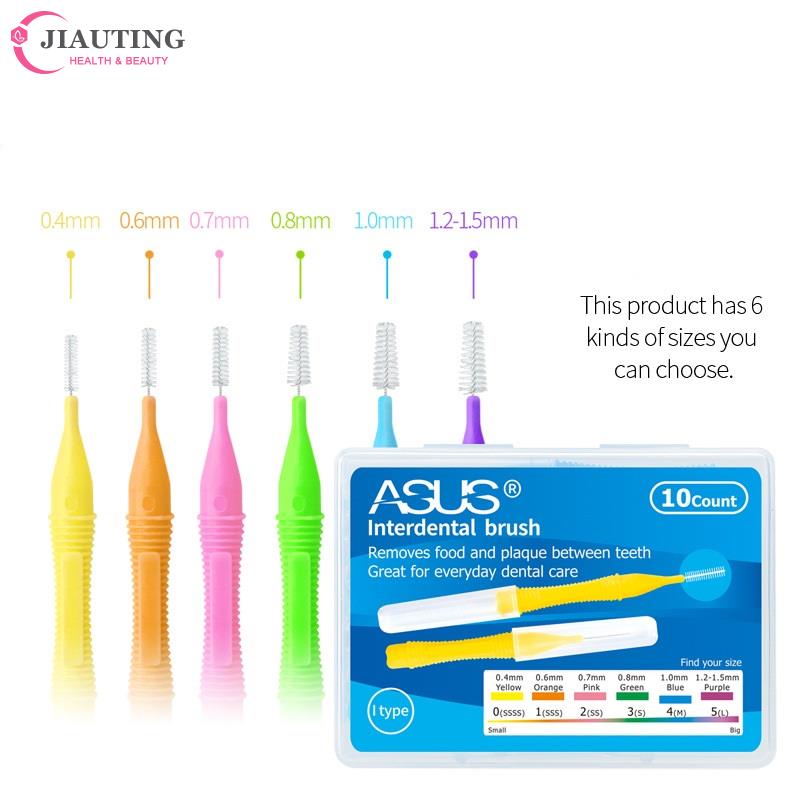 10 Stk/doos 0.4-1.5Mm Interdentale Borstels Gezondheidszorg Tand Push-Pull Escova Verwijdert Voedsel En Plaque Beter tanden Mondhygiëne Tool