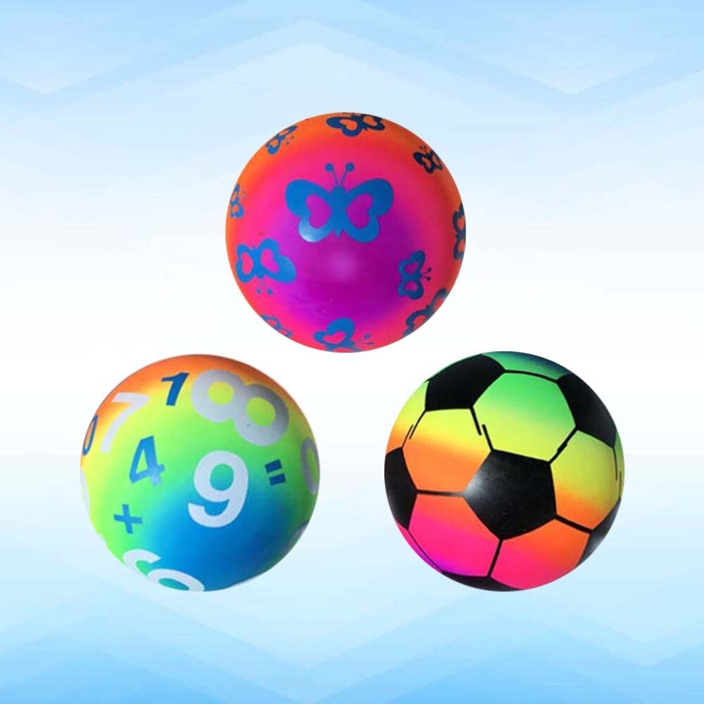 3pcs Rainbow Balls Inflation Playing Sports Funny Thickened Kickballs Handballs for Indoor Playground