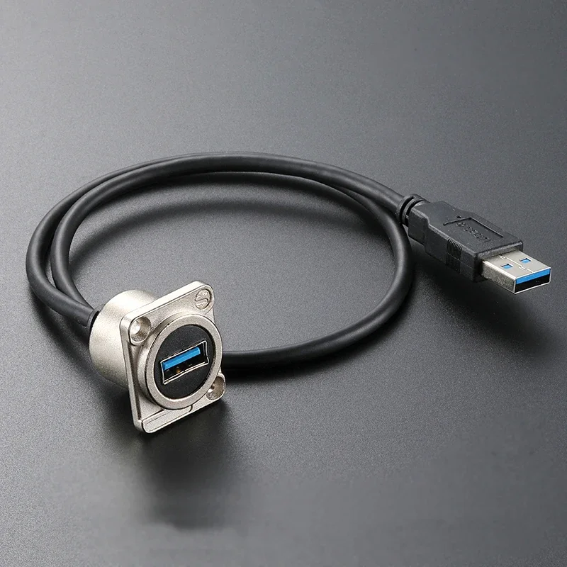 Ethernet LAN Network Cable Extender RJ45 CAT6A HDMI-Compatible Connector USB 2.0 3.0 Type-B Type-C Female Jack Panel Mounting: Dark Grey / T-branch Connector