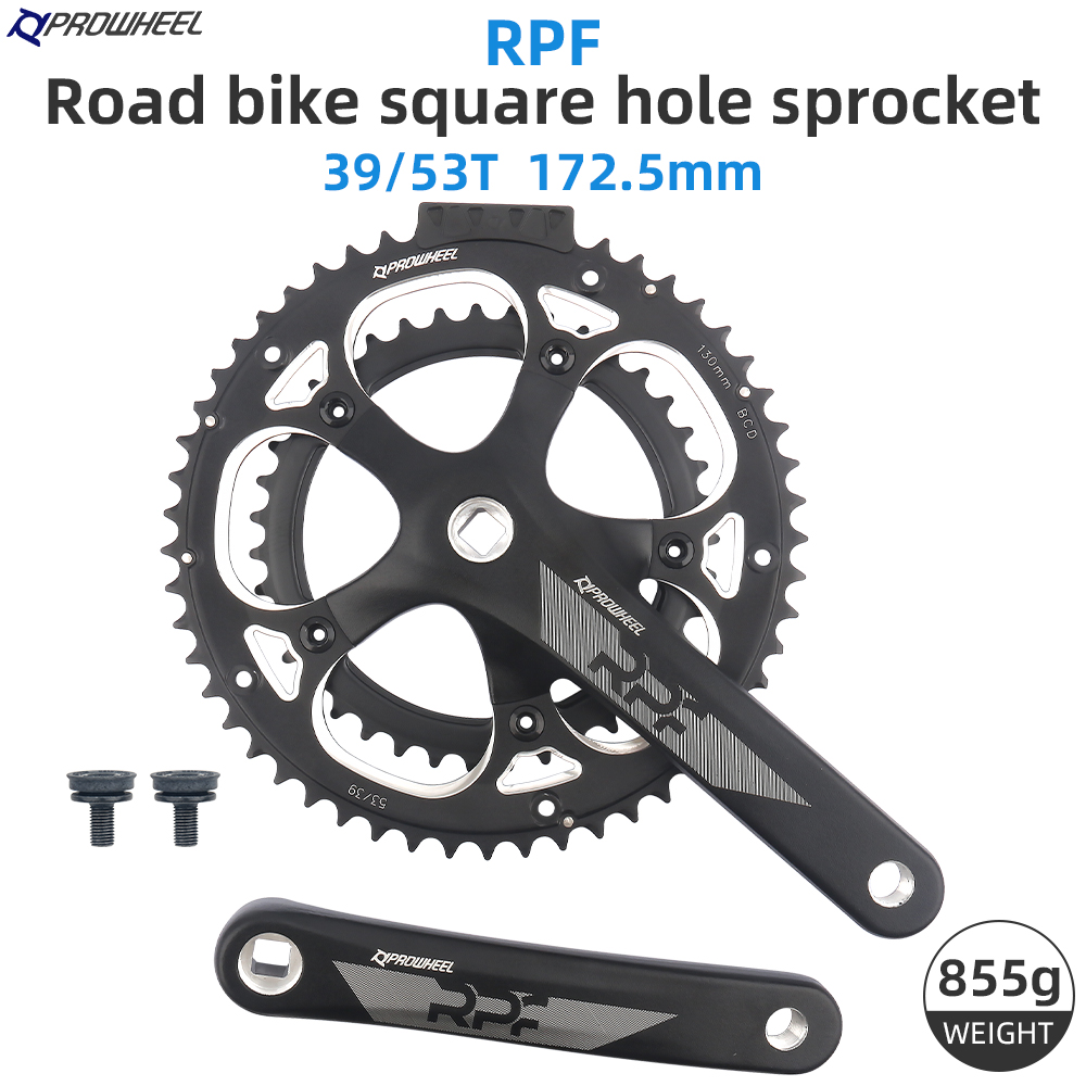 PROWHEEL OUNCE-521-N Rennrad Kurbelgarnitur mit quadratischem Loch 170 mm 130BCD 53/39 Zähne Doppelkettenblätter Kettenräder Rennrad Kurbelgarnitur: Navy Blau