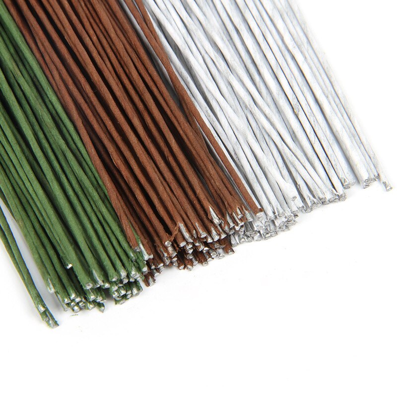 20 Gauge Brown/White/Green Floral Wire 14 Inch 50pcs/Package DIY
