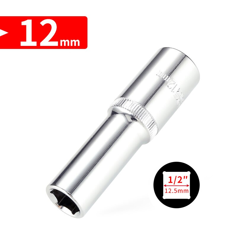 1/2 tommer  (12.5mm lengre hode 8-32mm cr-v pipenøkkelsett sekskantet skrallehode for bilreparasjonsverktøy: 12mm