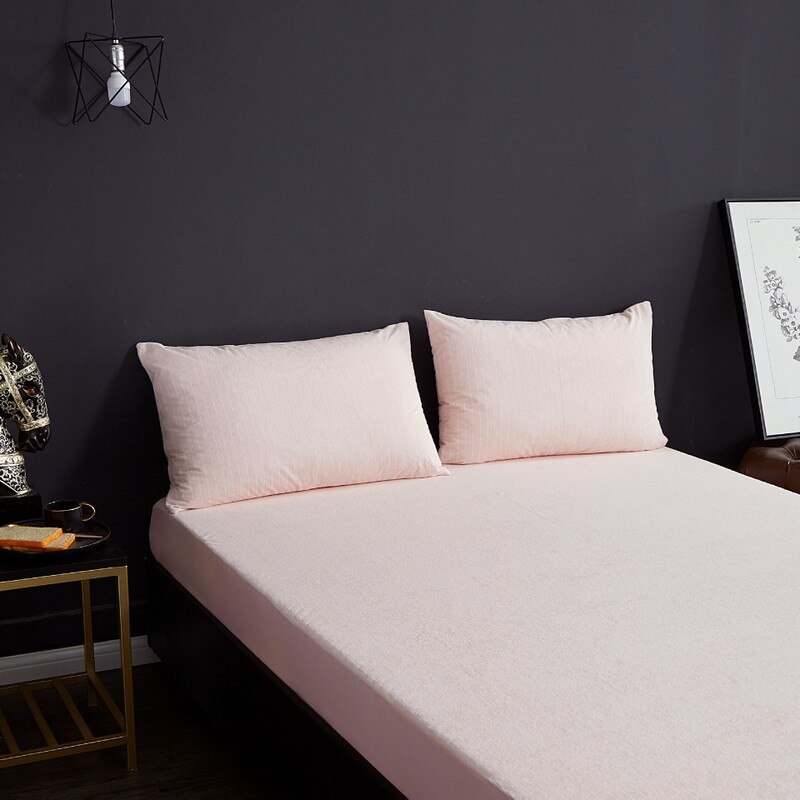 Cotton Striped Terry Cloth Waterproof Bedspread for Urine Isolation Single Piece Simmons Protective Cover Waterproof Bed Sheet: 04 / 150x200x28cm