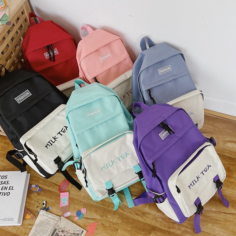 Mochila Oxford Harajuku para chica, bolso escolar de gran capacidad, bolsas para libros de estudiantes, 4 piezas