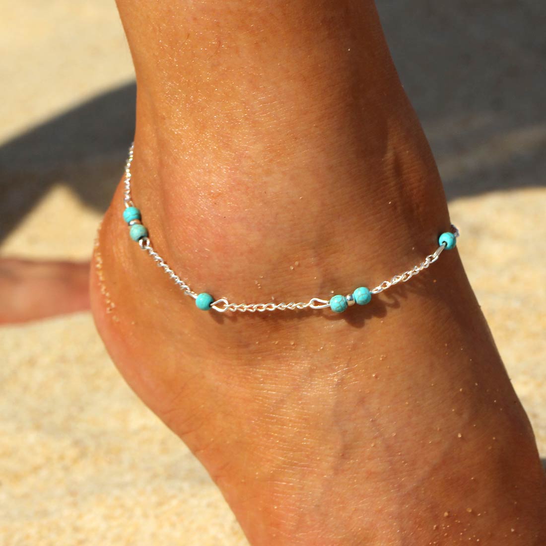 Retro playa tobilleras para verano de las mujeres cadena de enlace turco tobilleras pulsera para: 35