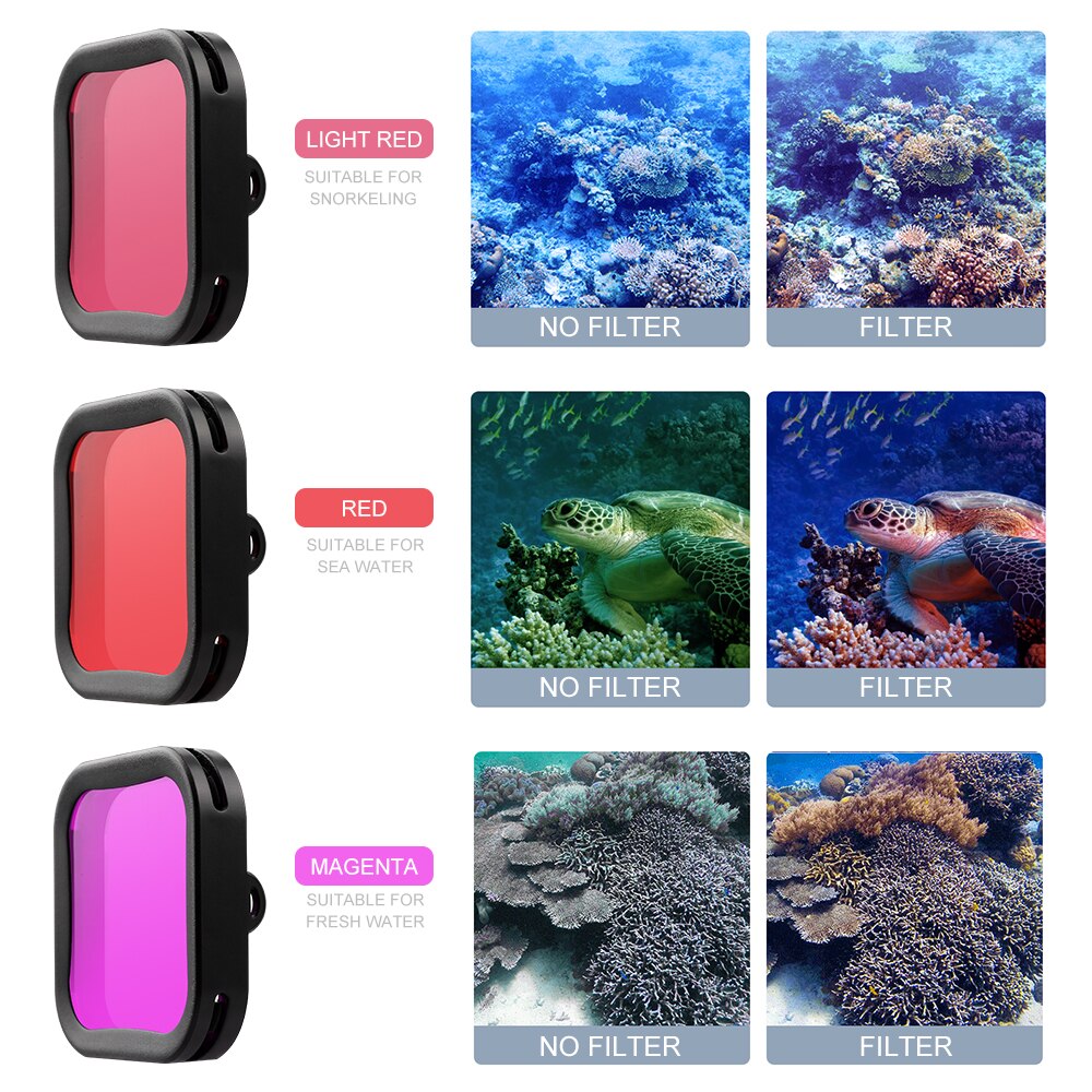 Voor Osmo Actie Camera Lens Kleur Filter Duiken Filter Voor Dji Osmo Action Behuizing Waterdichte Behuizing Camera &#39;S Accessoires
