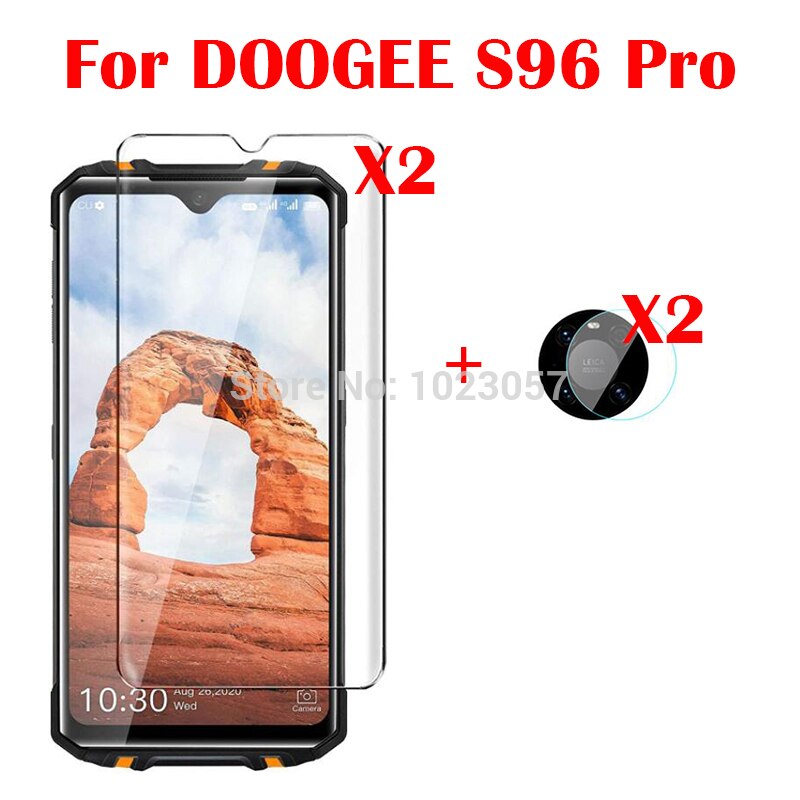 3-w-1 kamera szkło hartowane dla Doogee S96 zawodowiec ScreenProtector szkło dla Doogee S96 2.5 D szkło: 4 in 1