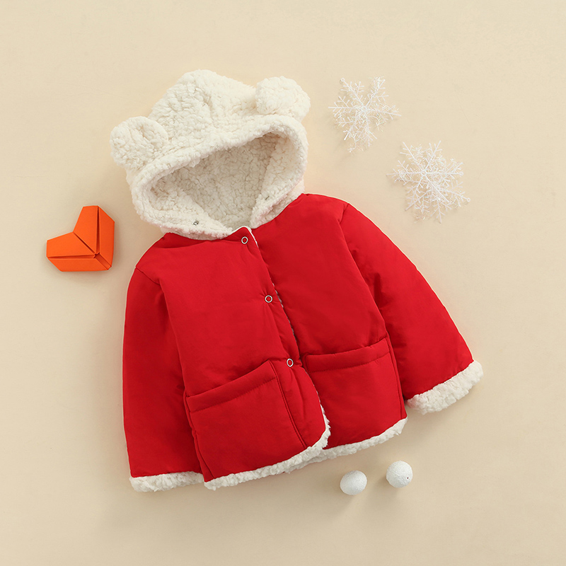 Inverno crianças meninas meninos engrossar jaquetas criança algodão pequeno urso decorar com capuz outerwear infantil crianças casacos roupas