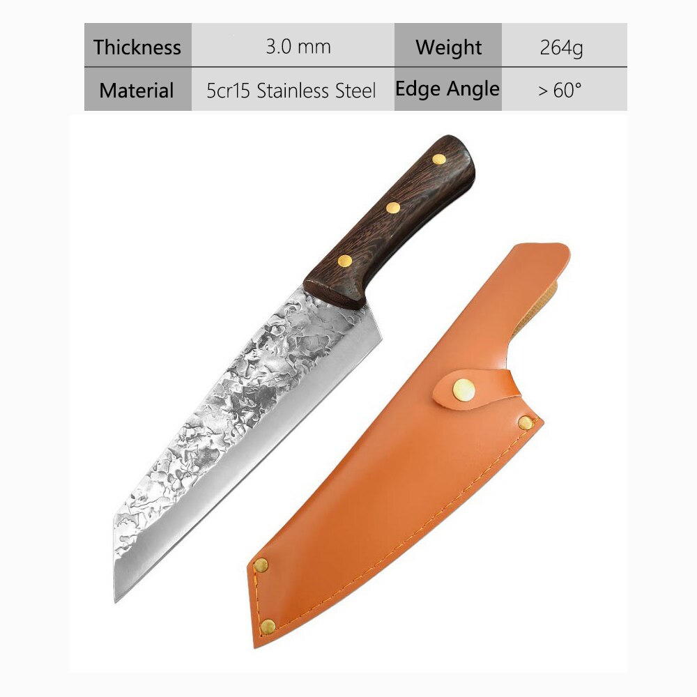 Forging Boning Knife Japanese Full Tang Handle Knife Handmade Steel Kitchen Boning Knives Chef Slicing Utility Santoku Cleaver: H type and PU Sheath