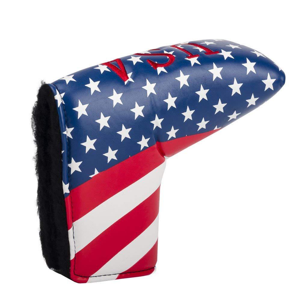 Headcover Klinge Tragbaren Lagerung Wasserdichte draussen Golf Putter Abdeckung PU Leder Zubehör Für Scotty Verein Amerikanischen Flagge