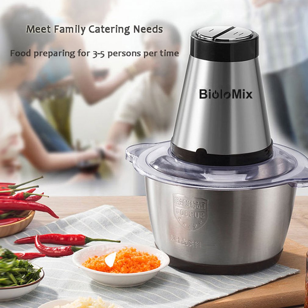 2 Speeds 500W 2L Large Capacity Chopper Meat Grinder Household Mincer Food Processor With Stainless Steel Bowl