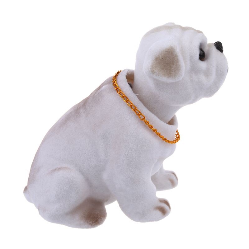Hvidt lys grå rystende hoved nikkende bulldog hund dekoration til bil