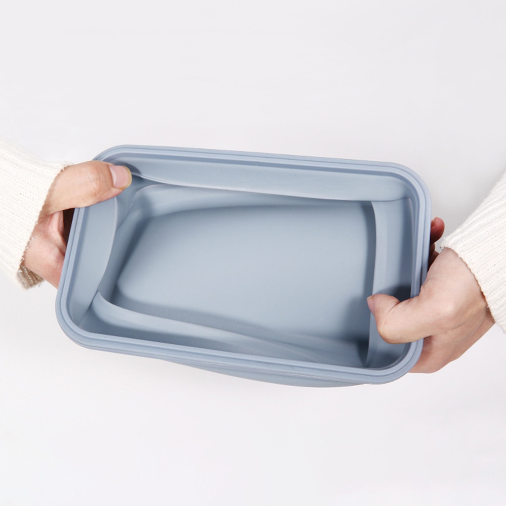 Silicone Rectangle Lunch Box Collapsible Bento Box Folding Food Container Bowl for Dinnerware Tableware