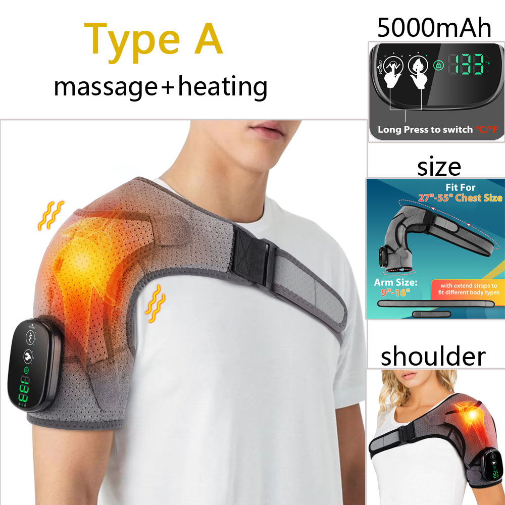 Aquecimento elétrico ombro massageador vibração ombro joelheira 2 em 1 massagem blets mais quente aquecido almofadas de relaxamento muscular: MULTI
