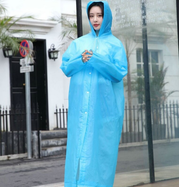 Adult/Kid Wegwerp Waterdichte Jas Clear Pvc Regenjas Regenjas Hooded Poncho Regenkleding: adult blue