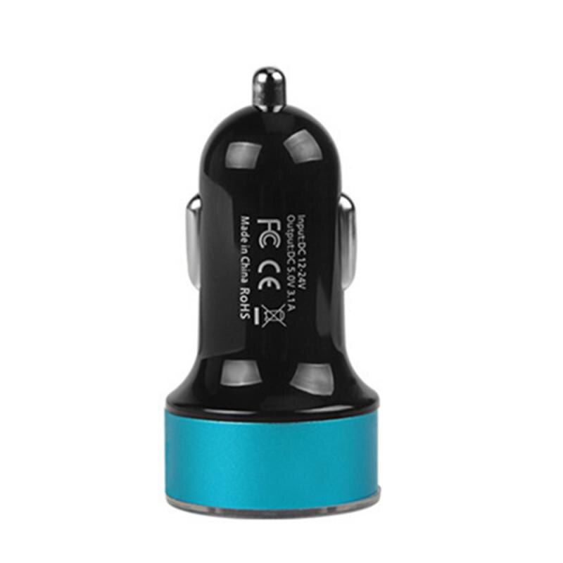 Cargador de coche USB Dual QC 3,0, adaptador de 2 puertos 3.1A, encendedor de cigarrillos, voltímetro LED, cargadores de teléfono móvil: blue