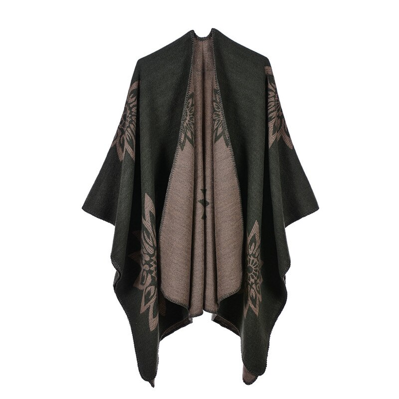 Blomster poncho kapper vinter kashmir tørklæde tyk tæppe sjaler og indpakning lange kvaster pashmina damer vinterkappe: 4