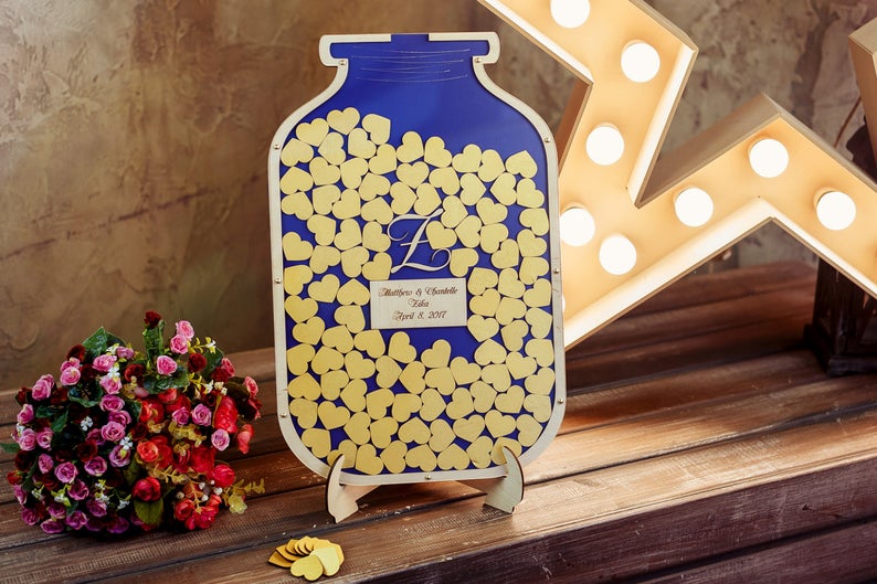 Träbröllop murare burk alternativ gästbok, box, herr & fru gästbok klassiker, bröllop gästbok.