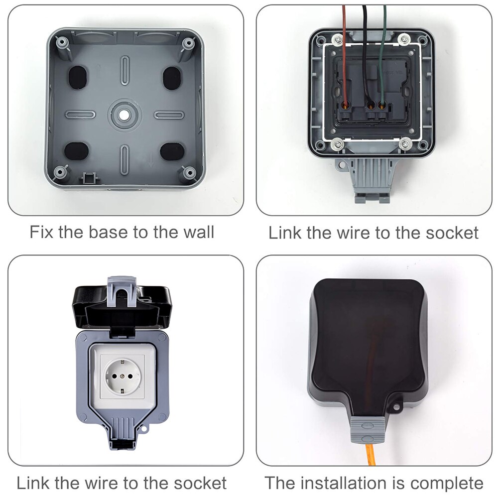 Rdxone 16A Waterproof Outdoor Outlet IP66 Weatherproof Wall Power Socket for Outdoor bathroom waterproof wall socket