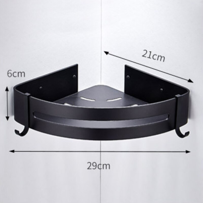 Bathroom Shower Shelf Rack Wall Mounted Shower Shelf Corner Drain Wall Mounted Stainless Steel Basket Storage Rack No Drill: B Black