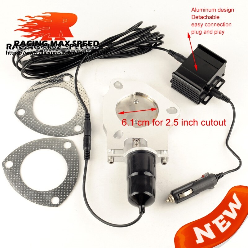 Universal Exhaust Billet electric exhaust valve butterfly valve for 2.5 inch 3.0 inch exhaust cutout system remote button CVR: 61mm