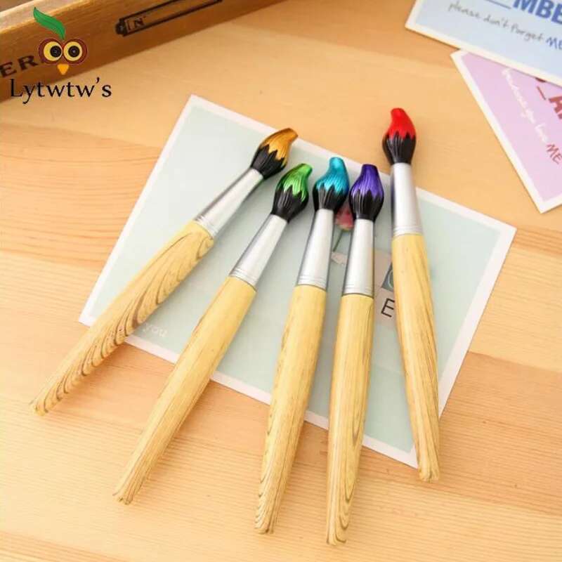 1 Piece Funny Novelty Brush Shape Ballpoint Pen Cute Kawaii Office School Wooden Supplies Stationery Lovely Pretty