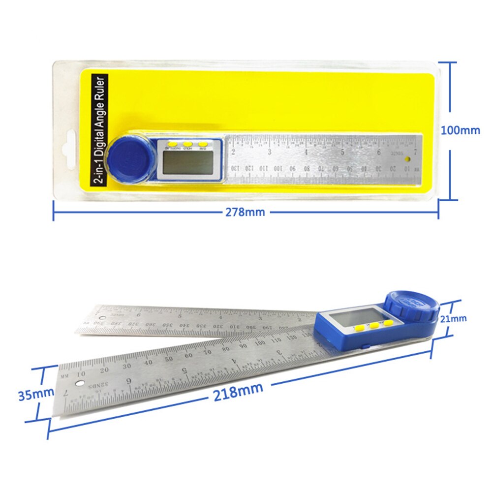 Digital Protractor 200mm 7 Inch Digital Angle Finder Protractor Ruler Meter Inclinometer Goniometer Level Electronic Angle Gauge