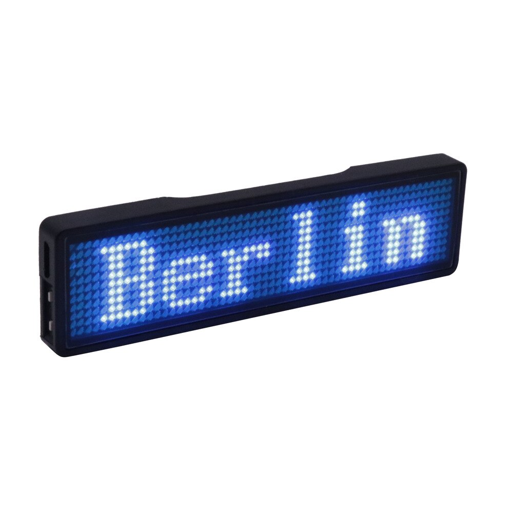 Bluetooth LED name badge programmable LED display rechargeable adverting light for restaurant waiter party event exhibition show: Blue