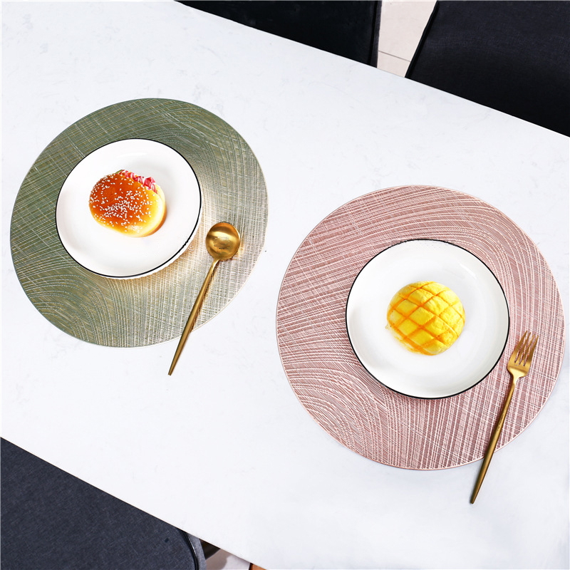 Napperon en PVC, rond, style européen, estampage à , ajouré, résistant à la chaleur, antidérapant, décoration de Table domestique, tapis de Table, 6/4 pièces