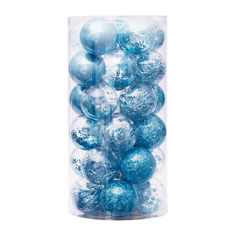 6cm/30 Pcs Christmas Balls Clear Plastic Ornaments Party Xmas Tree Hanging Decor: 9FF202222-BL