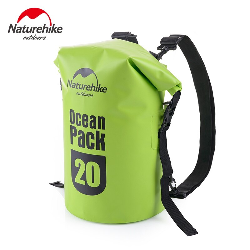 Naturehike 20L 30L Tonvormige Tarp Trekking Drifting Seal Rafting Bag Dubbele Bandjes Oceaan Pack Waterdichte Tas Dry Bag outdoor: Green 20L