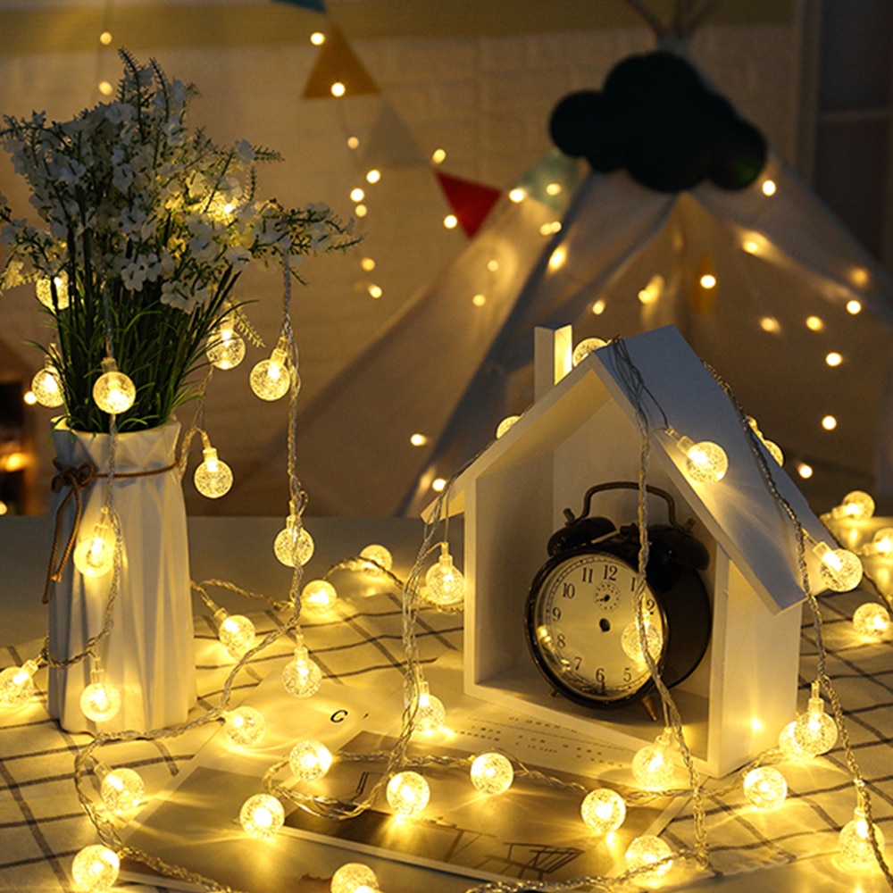 Foxanon Solar String Lights 6M 7M Fairy Ball Cherry blossom Lawn Lamp Christmas Decorative Lighting For Outdoor Garden