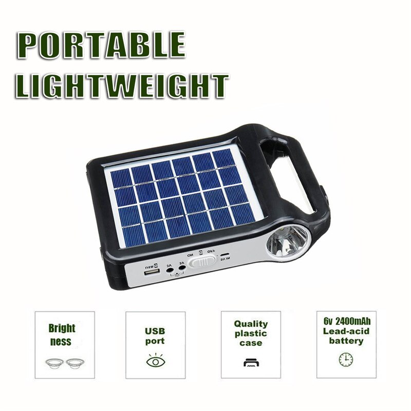 USB Charger Portable 6V Rechargeable Solar Panel Power Storage Generator System With Lamp Lighting Home Solar Energy System Kit