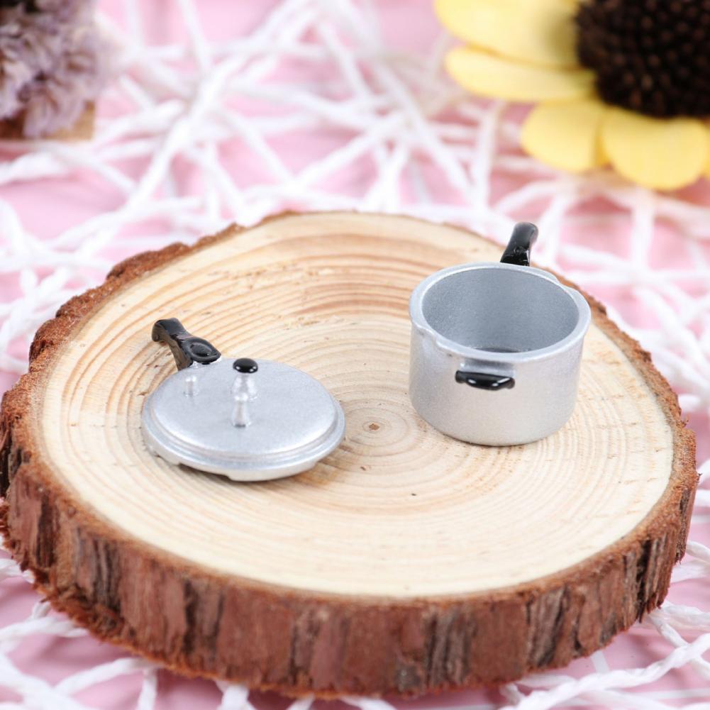 1/12 Dollhouse Mini Zinklegering Simulatie Snelkookpan Keuken Speelgoed Ornament Decoratieve Ornamenten Voor Mini Keuken Scences