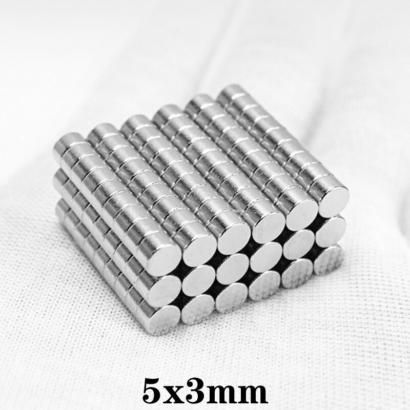 Imán potente redondo pequeño de 5x3mm, imán potente de neodimio de 5x3mm, imanes permanentes de neodimio de 5x3mm, 20 ~ 1000 Uds.