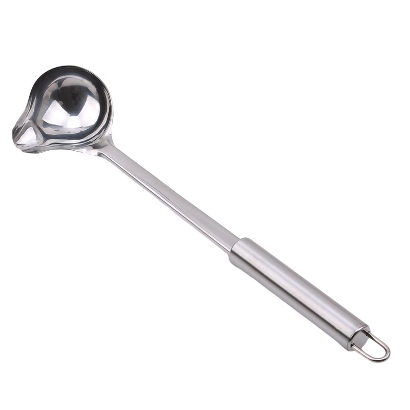 1pc rustfritt stål munnformet lang skje hengende håndtak gryte suppe øse skje servise scoop lang håndtak scoop