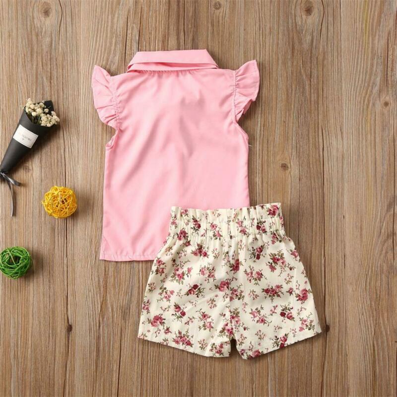 Baby zomerkleding 2 stuks kinderen peuter baby meisjes outfits bloemen kleding shirt tops bloemen shorts broek set