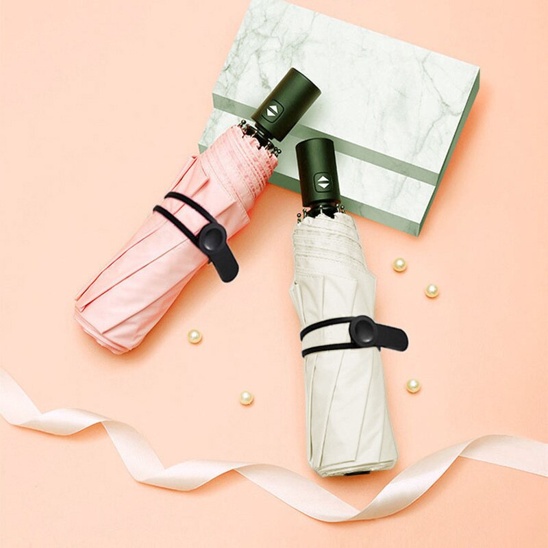 Sombrilla de 3 Paraguas plegable bonita y automática, sombrilla súper ligera, sombrilla pequeña, sombrilla de protección para la playa, Paraguas UV para la lluvia para mujeres