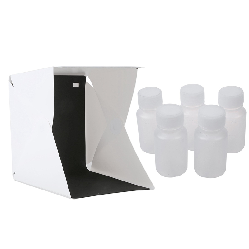 2 sets accessoires : 1 sets fotostudio fotografie led-lichttent softbox & 1 set 5 stuks 20ml witte mini reis lege pla