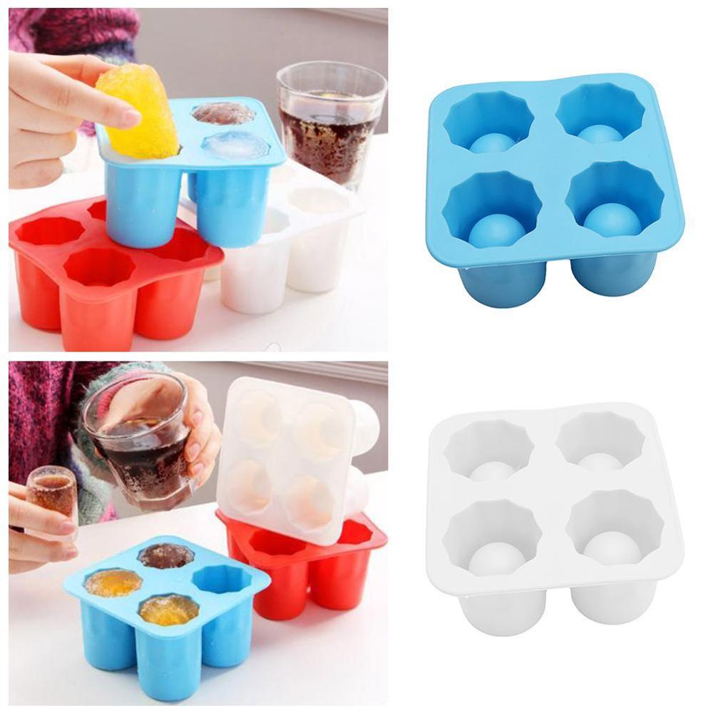 4 tasses forme Silicone moule à glaçons tireurs tir verre glace moule bac à glaçons été barre fête bière glace boisson outil accessoires