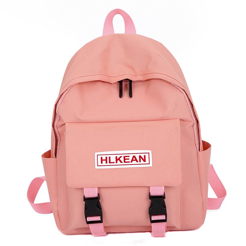 Backpack Women Backpack Women Shoulder Bag solid color School Bag For Teenage Girl Children Backpacks Travel Bag: Pink3