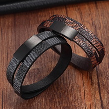 À la main Croix Large Bracelets de Manchette En Acier Inoxydable Bracelets En Cuir Magnétiques Hommes Bracelets et Bracelets Pour Les Femmes Bijoux