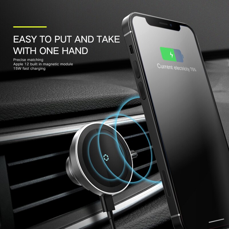 15W Magnetische Draadloze Autolader Airvent Mount Magneet Magsafing Telefoon Autohouder Fast Charging Stand Voor Iphone 12 12 pro Max