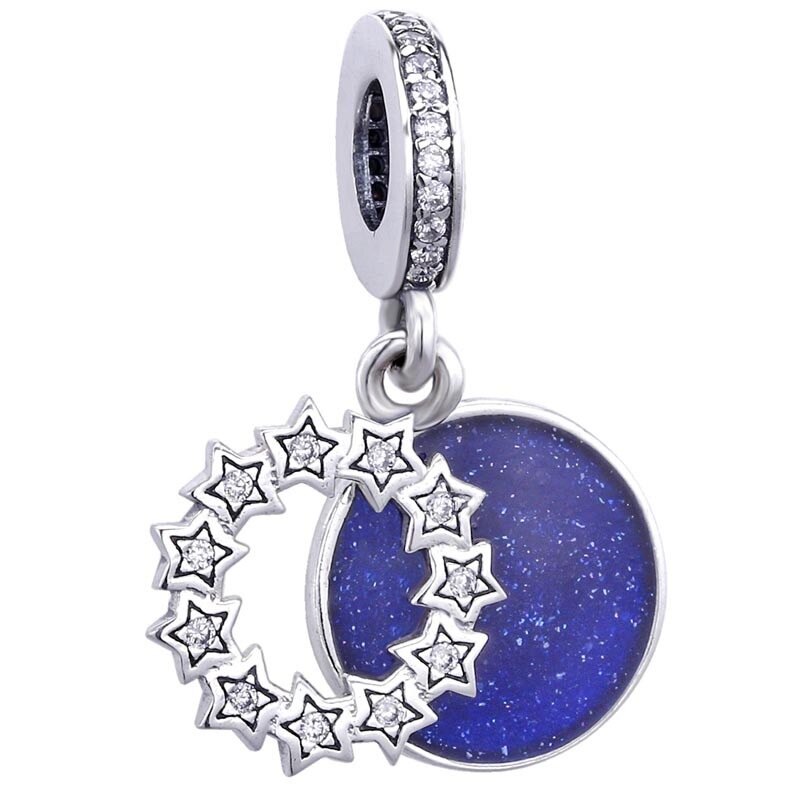 Winter 925 Sterling Silver Beads Blue Sky Sparkling Star Charms fit Original 3mm Bracelet Women DIY Jewelry