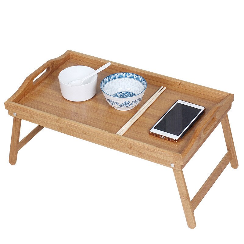 Upgrade Thickening Bamboo Folding Laptop Table Adjustable Gaming and Study Computer Desk Picnic Table Breakfast Tray