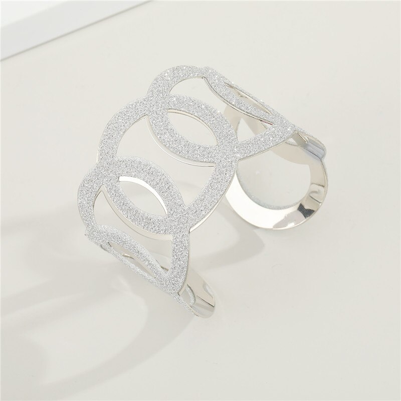 Dayoff, 1 unidad, pulsera hueca de Metal europeo para mujer, , joyería de , brazalete de mano Ancho ajustable abierto único brillante