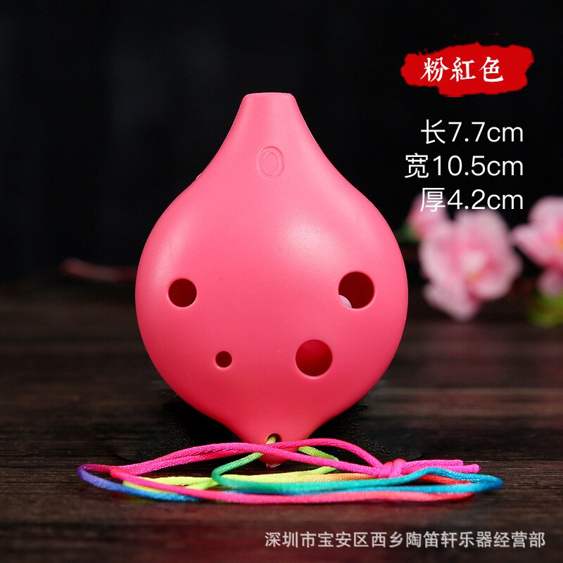 Plastic ocarina alto C 6 hole ocarina student beginner instrument The school shop ocarina Teaching promote the flute: Pink