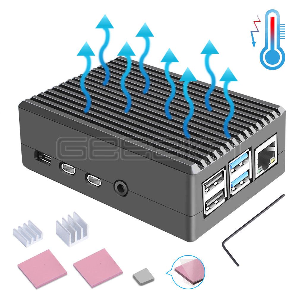 Geeekpi Zwart/Donkergrijs Metalen Case Behuizing Cover Shell Met Koellichamen Voor Raspberry Pi 4B Pi 4 Model B: Dark Gray
