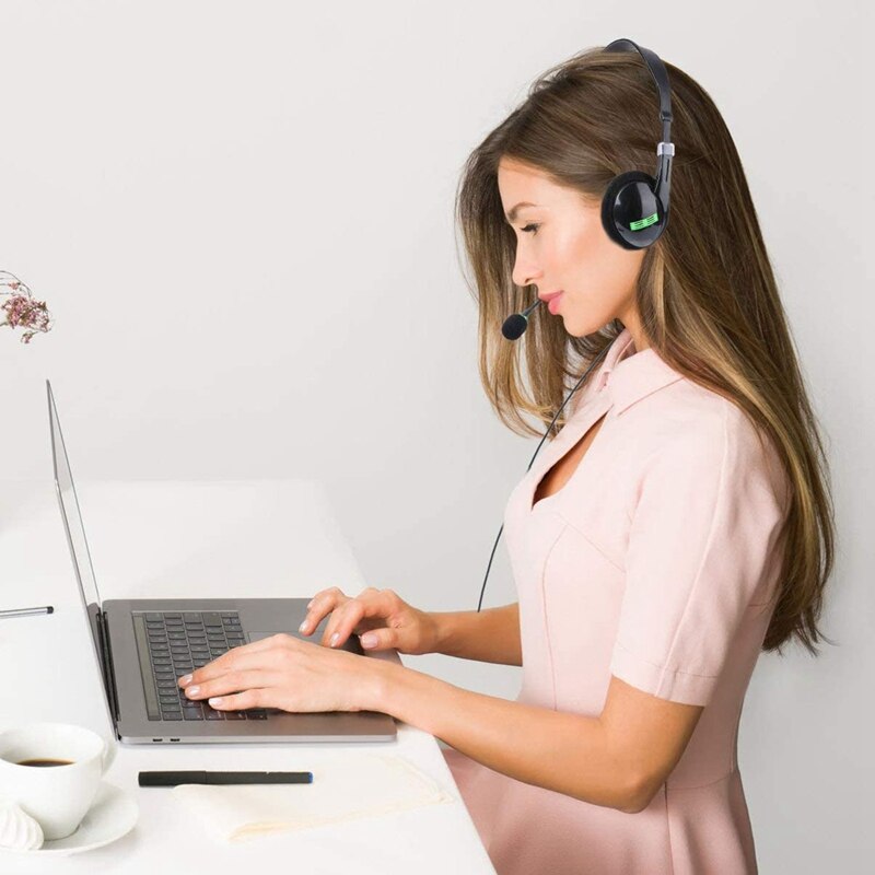 GUIDERAY Wired Headset,USB Headset with Microphone &amp; Audio Controls for Business Call Center Office Clearer Voice