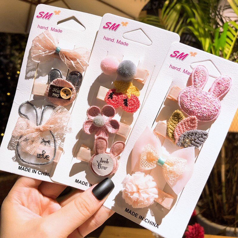 4 stücke Baby Mädchen Nette Haar pin Set Infant Spitze Kaninchen Bogen Perle Hairclip Kinder Prinzessin Haar Zubehör